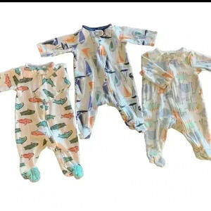 3 MONTHS ~ Carter's Baby Fleece Footed Sleeper Pajamas PJs LOT Of 3